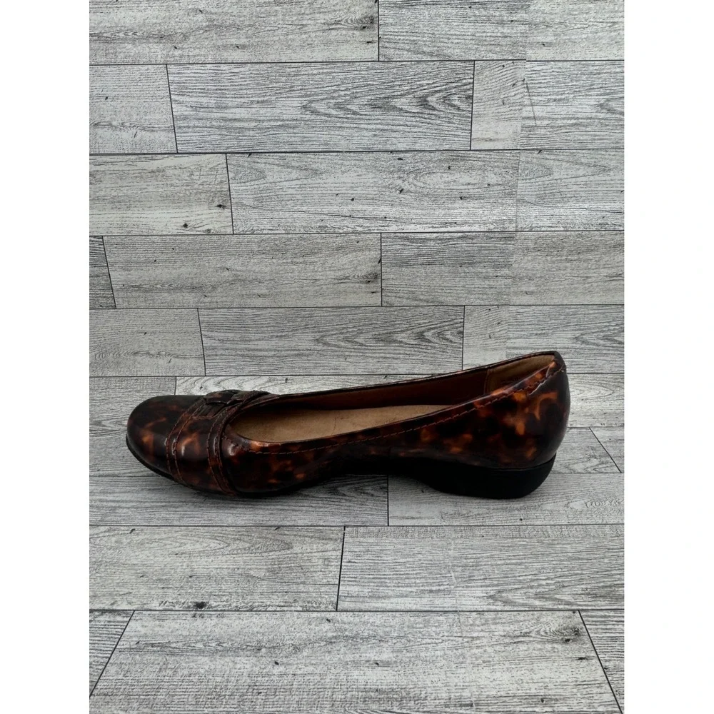 Clarks Collection Tortoiseshell Patent Leather Ballet Flats Women's‎ Size 8.5 M